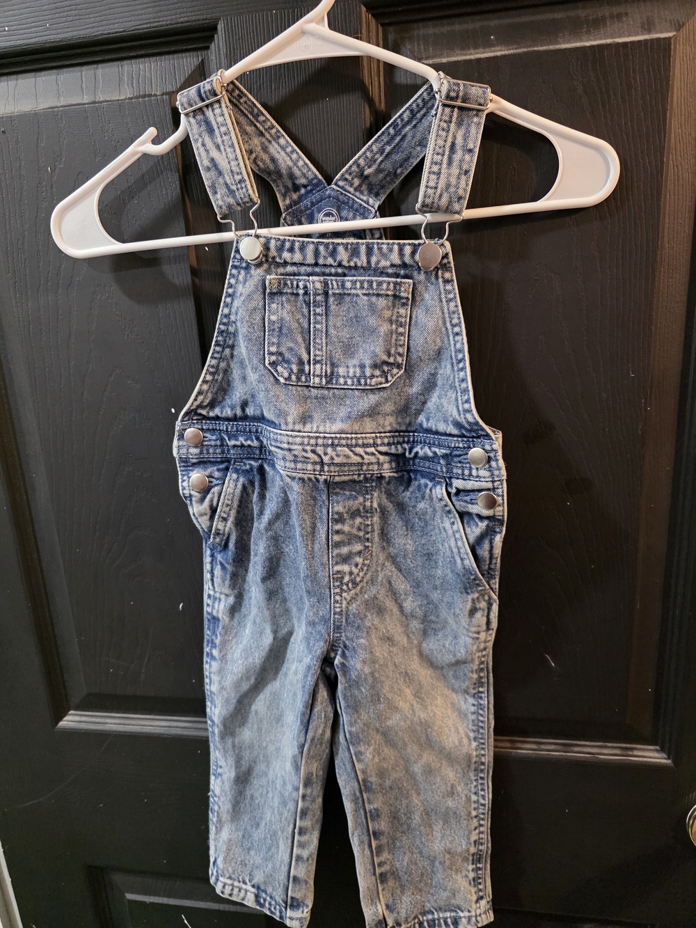 wonder nation Blue Acid-Wash Denim Overalls for Kids